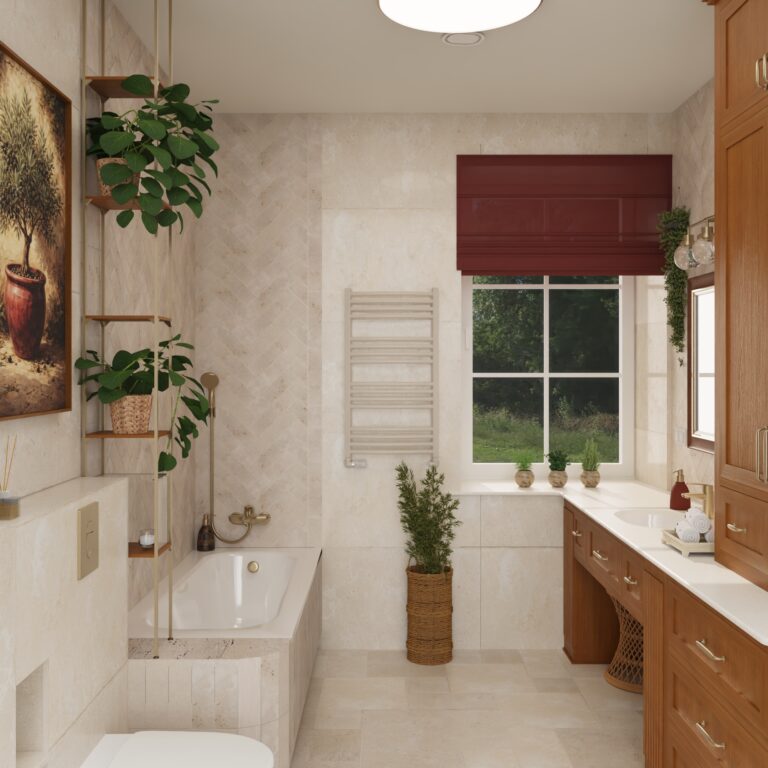 Strona glowna Łazienka z jodełką z trawertynu