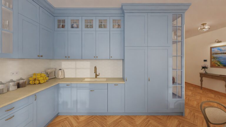 kuchnia jadalnia niebieska