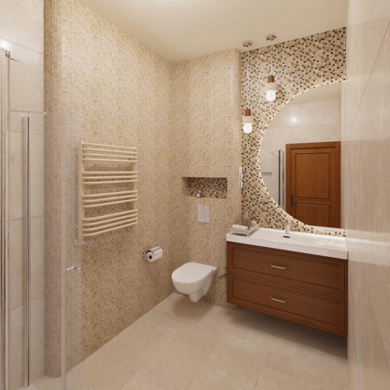 Łazienka z kamienną mozaiką