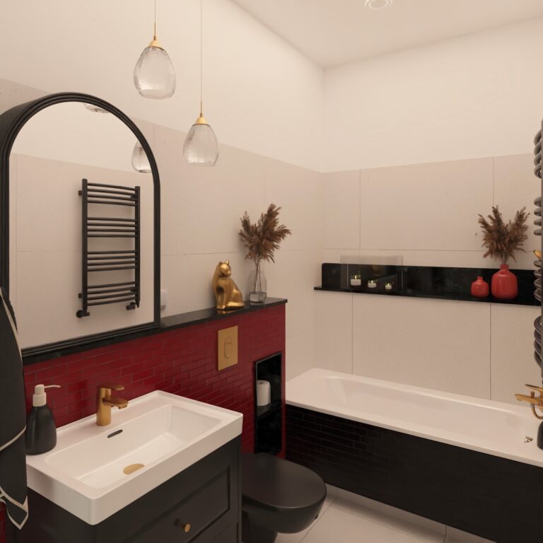 Łazienka w czerni i czerwieni