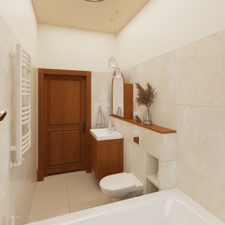 Łazienka z marmurową mozaiką