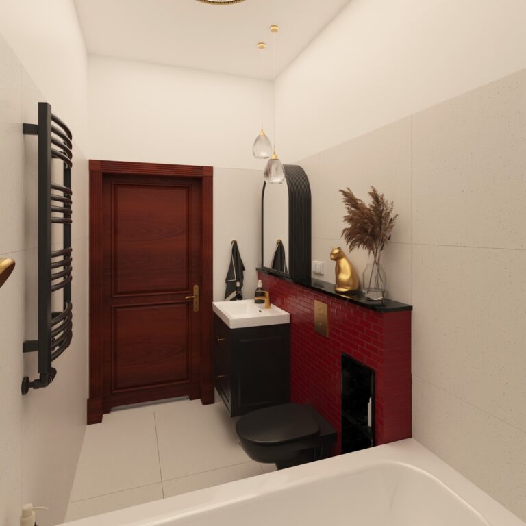 Łazienka w czerni i czerwieni