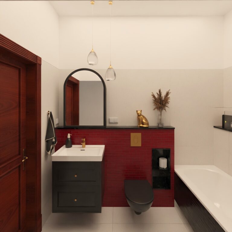 Łazienka w czerni i czerwieni