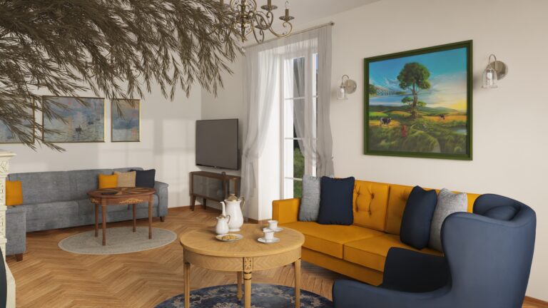 Salon sofa musztardowa